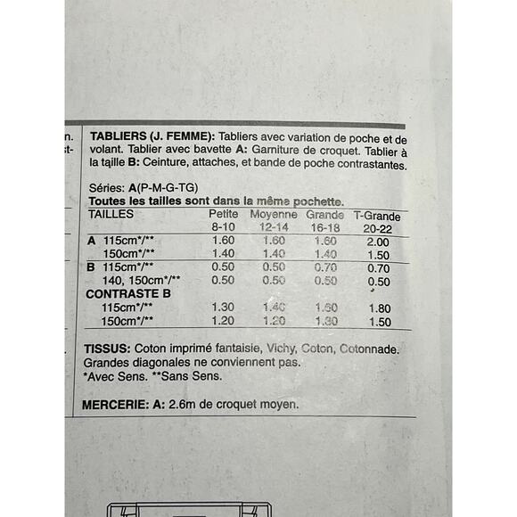 See & sew 5943 pattern full or half apron ruffle hem size small-extra large - Picture 6 of 6